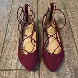 REPORT Burgundy strap Ballet flats Size 6 EUC